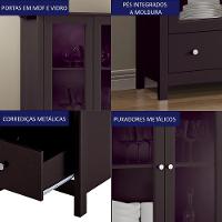 Cristaleira 2 Portas Vidro E Balcao Buffet 4 Portas Preto Dtall Preto