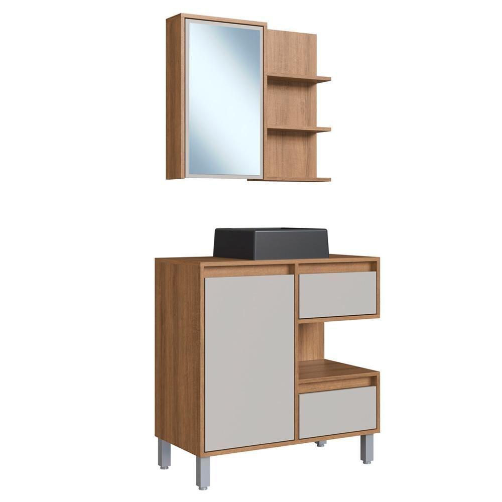 Gabinete 80 Cm Espelheira E Cuba Preta Cj2001 Mell Arenas Faem Mell Arenas - 8