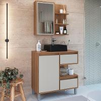 Gabinete 80 Cm Espelheira E Cuba Preta Cj2001 Mell Arenas Faem Mell Arenas - 2