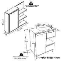 Gabinete 80 Cm Espelheira E Cuba Preta Cj2001 Mell Arenas Faem Mell Arenas