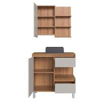 Gabinete 80 Cm Espelheira E Cuba Preta Cj2001 Mell Arenas Faem Mell Arenas - 5