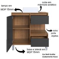 Gabinete 80 Cm Espelheira E Cuba Branca Cj2001 Mell Grafite Faem Mell Grafite - 3