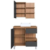 Gabinete 80 Cm Espelheira E Cuba Branca Cj2001 Mell Grafite Faem Mell Grafite - 7