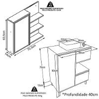 Gabinete 80 Cm Espelheira E Cuba Branca Cj2001 Mell Grafite Faem Mell Grafite - 8