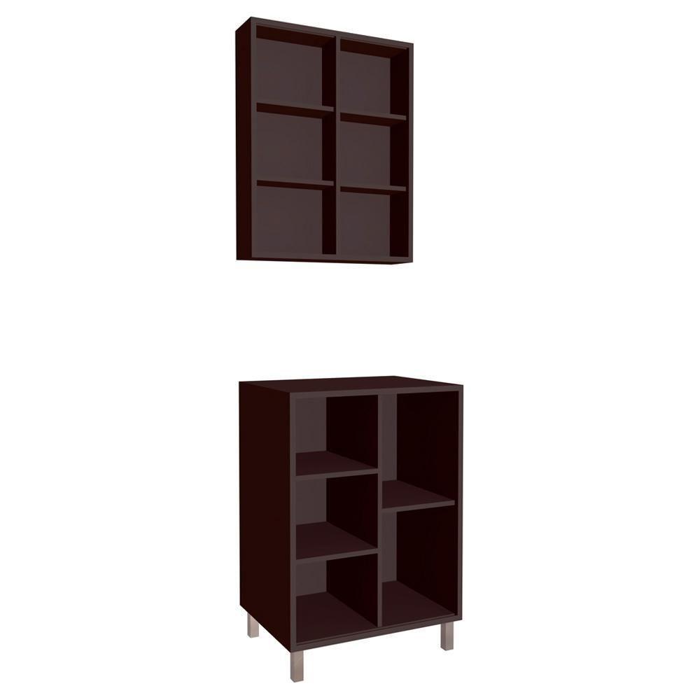 Gabinete 1 Porta Correr 60 Cm Espelheira Cj7250 Grafite Faem Grafite - 5