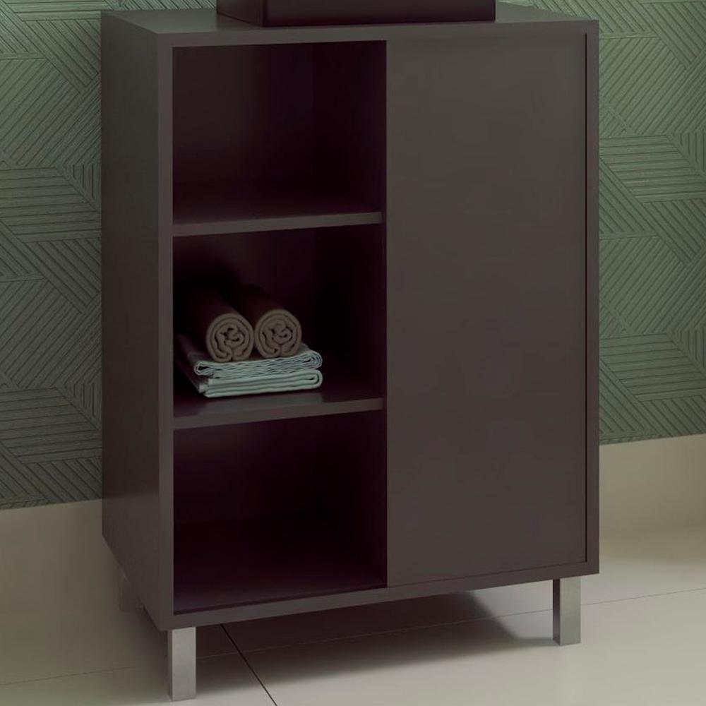 Gabinete 1 Porta Correr 60 Cm Espelheira Cj7250 Grafite Faem Grafite - 6