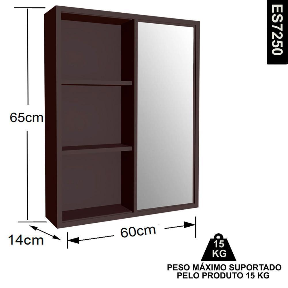 Gabinete 1 Porta Correr 60 Cm Espelheira Cj7250 Grafite Faem Grafite - 7