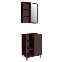 Gabinete 1 Porta Correr 60 Cm Espelheira Cj7250 Grafite Faem Grafite - 1