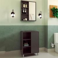 Gabinete 1 Porta Correr 60 Cm Espelheira Cj7250 Grafite Faem Grafite - 2