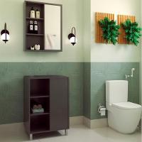 Gabinete 1 Porta Correr 60 Cm Espelheira Cj7250 Grafite Faem Grafite - 9