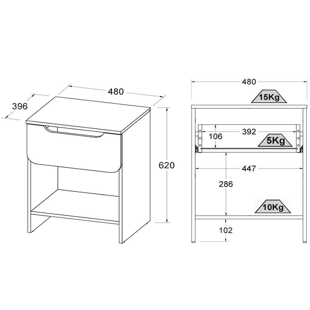 Comoda 6 Gavetas E 2 Mesas De Cabeceira 1 Gaveta Branco Dtall Branco - 6
