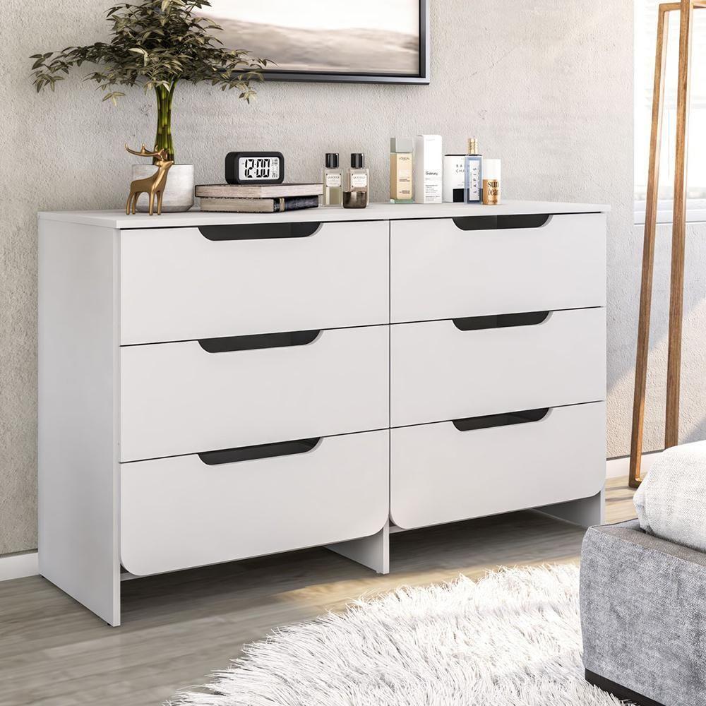 Comoda 6 Gavetas E 2 Mesas De Cabeceira 1 Gaveta Branco Dtall Branco - 7