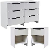 Comoda 6 Gavetas E 2 Mesas De Cabeceira 1 Gaveta Branco Dtall Branco - 1