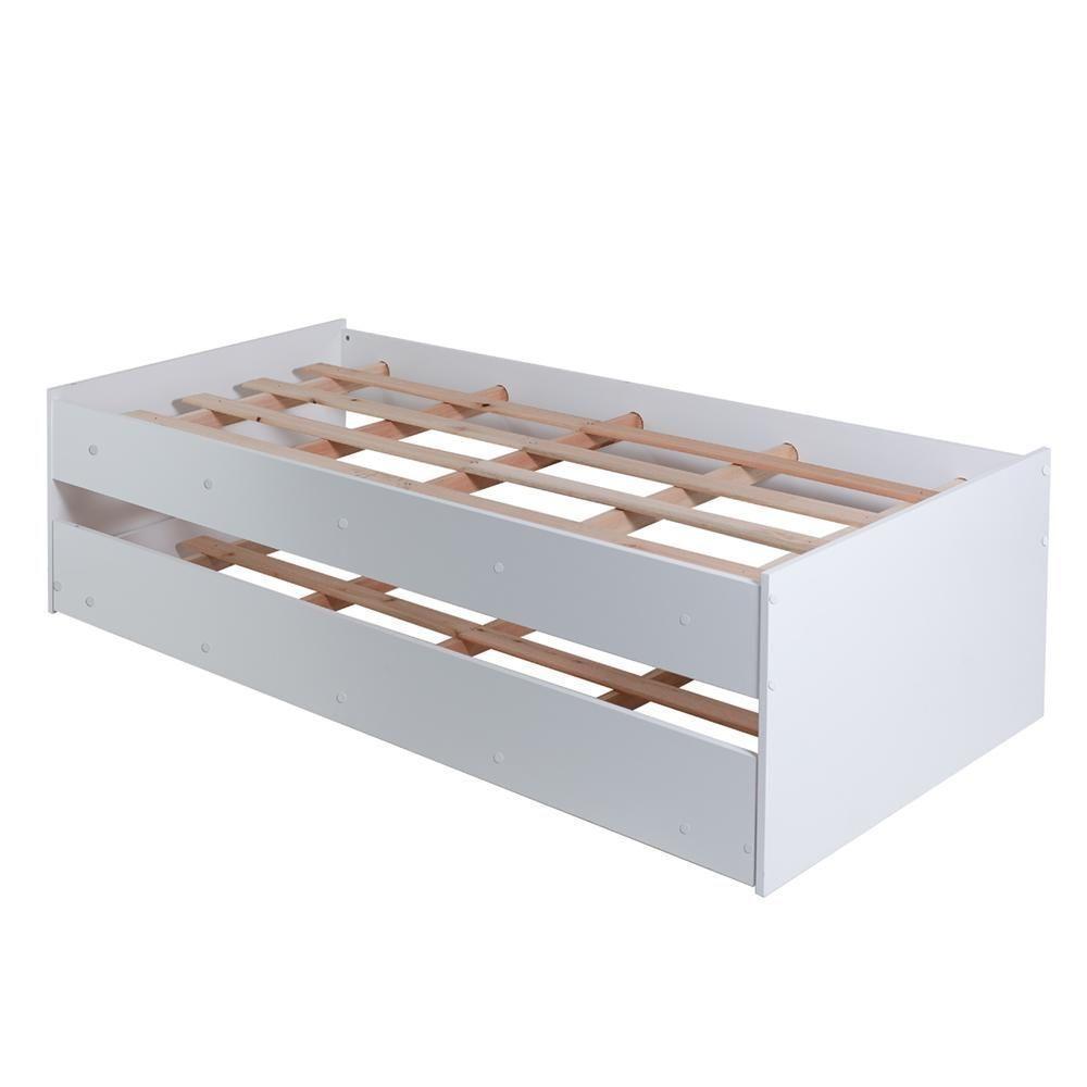 Cama Solteiro Bicama Com Cama Auxiliar 194x83 Cm20 Branco Dtall Branco - 5