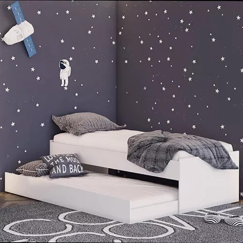 Cama Solteiro Bicama Com Cama Auxiliar 194x83 Cm20 Branco Dtall Branco - 7