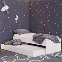 Cama Solteiro Bicama Com Cama Auxiliar 194x83 Cm20 Branco Dtall Branco - 7