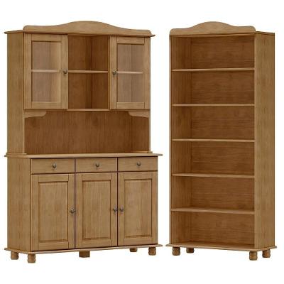 Cristaleira 5 Portas Estante Livreiro Madeira Maciça Freijo Milani Store Freijo