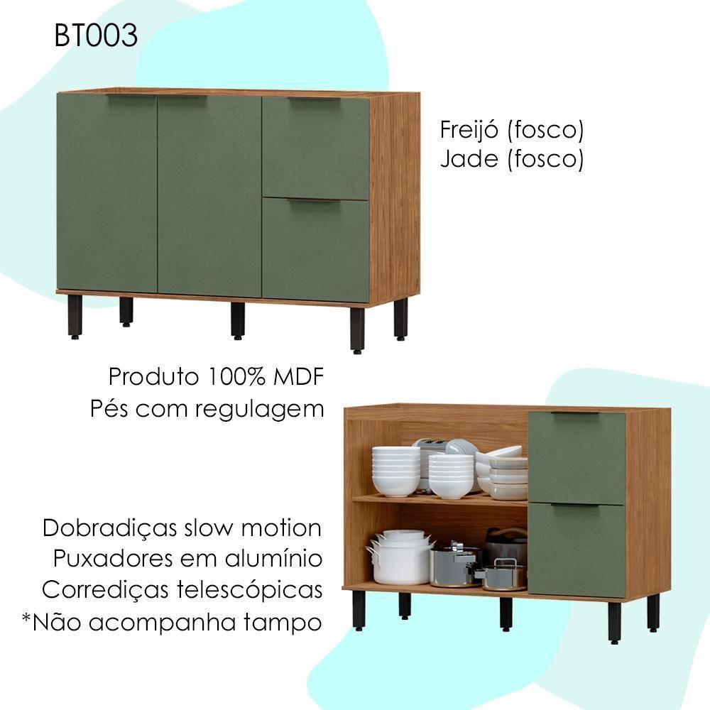 Balcao Para Pia Sem Tampo Mdf 120 Cm Tosc Bt003 Freijo Jade Mxm Freijo Jade - 4
