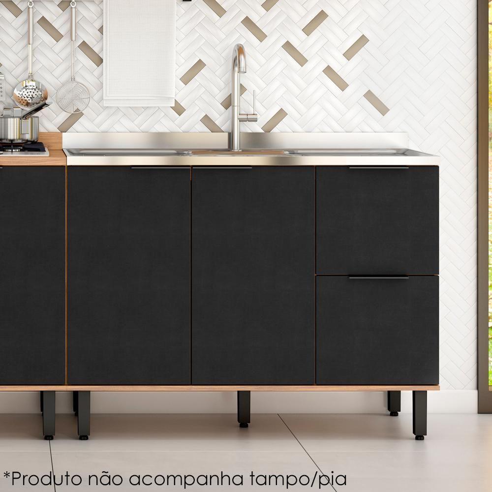 Balcao Para Pia Sem Tampo Mdf 120 Cm Tosc Bt003 Freijo Nero Mxm Freijo Nero - 2