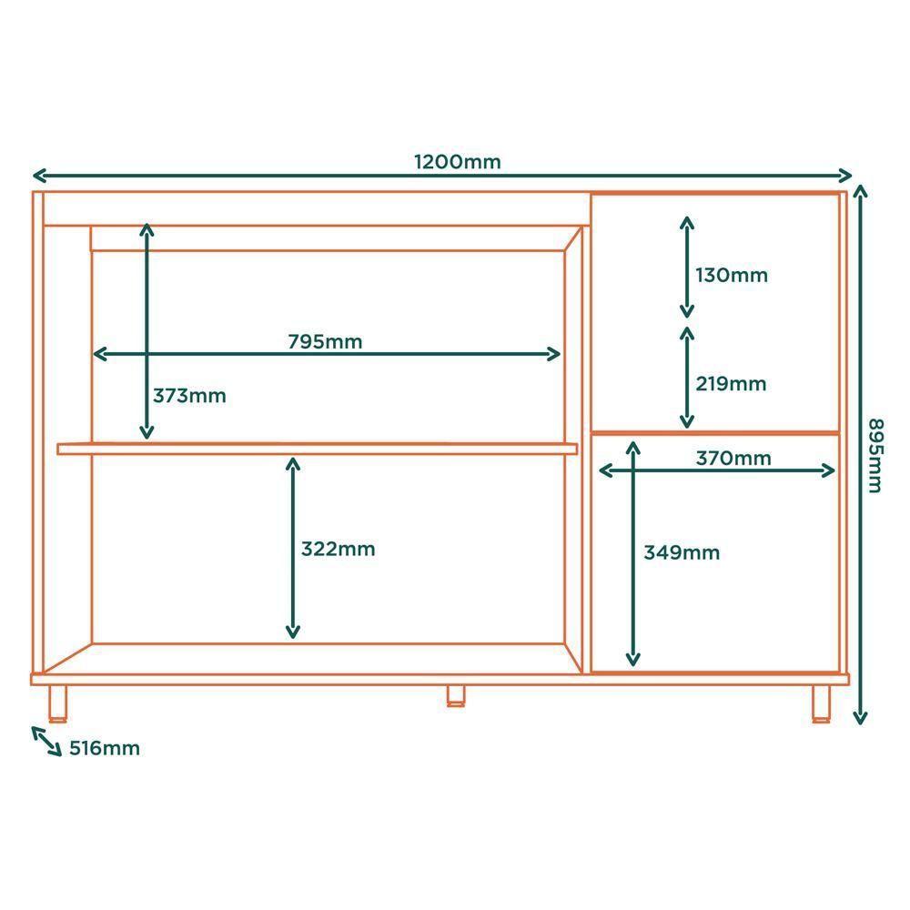 Balcao Para Pia Sem Tampo Mdf 120 Cm Tosc Bt003 Freijo Nero Mxm Freijo Nero - 3