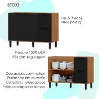 Balcao Para Pia Sem Tampo Mdf 120 Cm Tosc Bt003 Freijo Nero Mxm Freijo Nero