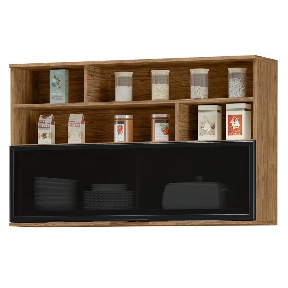 Armario Aereo Mdf 120 Cm 1 Pt Vidro Tosc Ato03 Freijo Freijo Mxm Freijo Freijo - 1