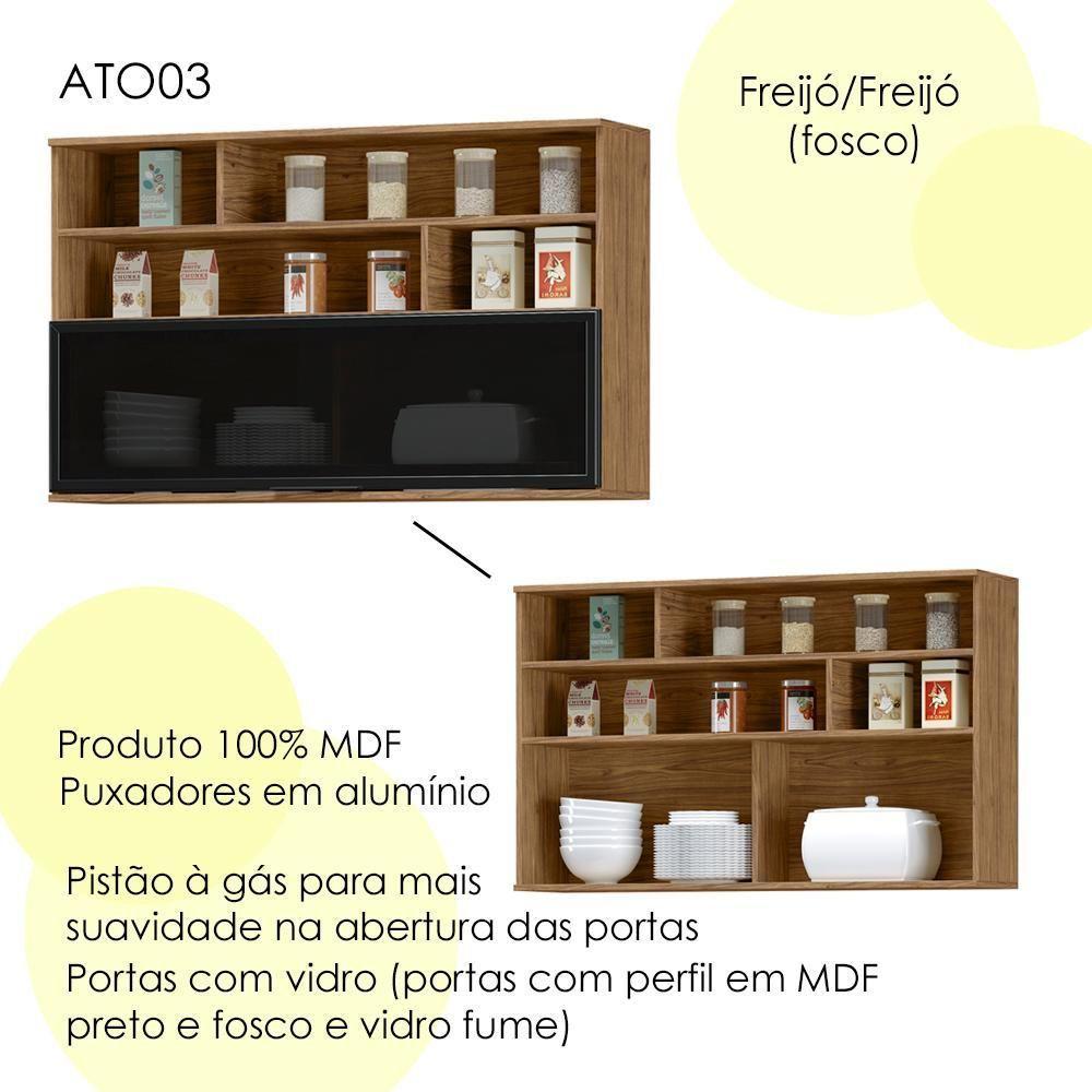 Armario Aereo Mdf 120 Cm 1 Pt Vidro Tosc Ato03 Freijo Freijo Mxm Freijo Freijo - 4