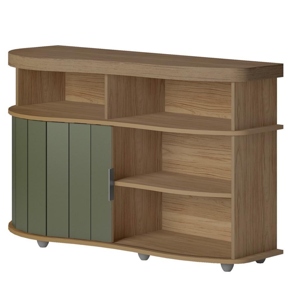 Buffet Porta De Correr 120 Cm 4737 Carvalho Off White Menta Arly Carvalho Off White Menta - 1