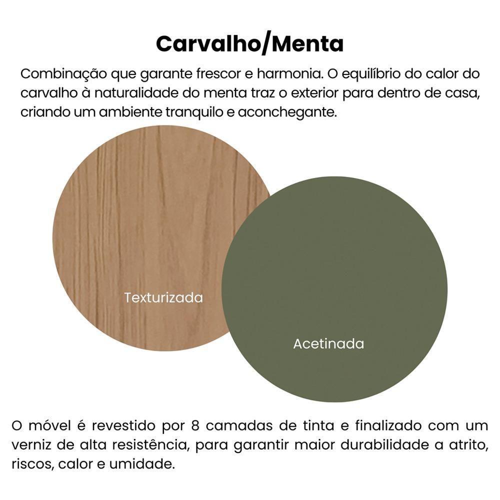 Buffet Porta De Correr 120 Cm 4737 Carvalho Off White Menta Arly Carvalho Off White Menta - 6