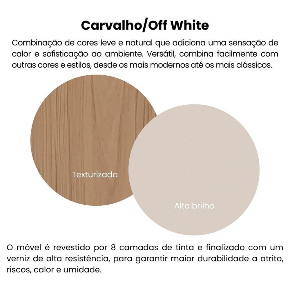 Buffet Porta De Correr 120 Cm 4737 Carvalho Off White Menta Arly Carvalho Off White Menta - 7