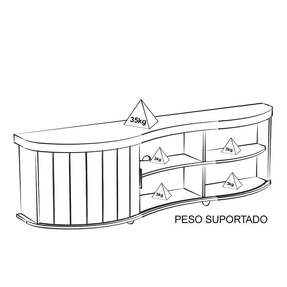 Rack Bancada Tv 75 Pol 180 Cm 4700 Carvalho Off White Menta Arly Carvalho Off White Menta - 4