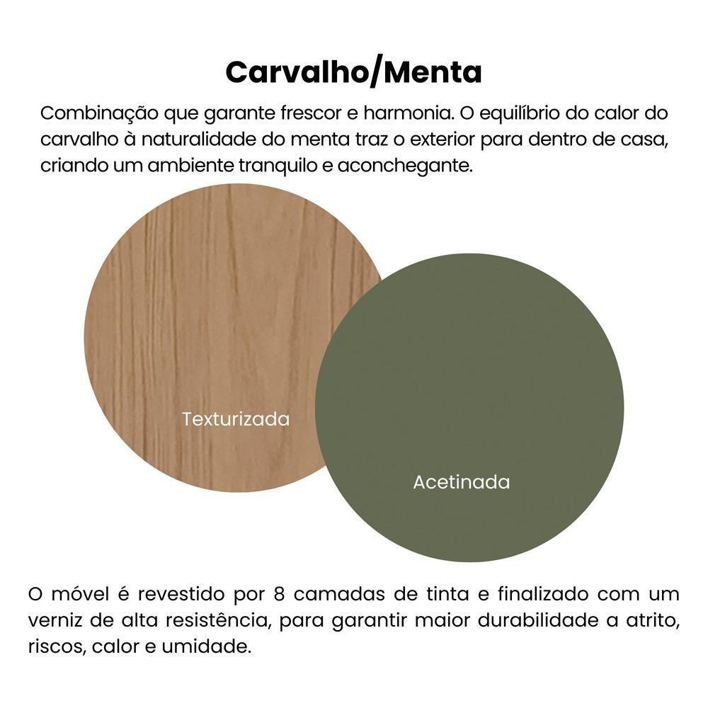 Rack Bancada Tv 75 Pol 180 Cm 4700 Carvalho Off White Menta Arly Carvalho Off White Menta - 7