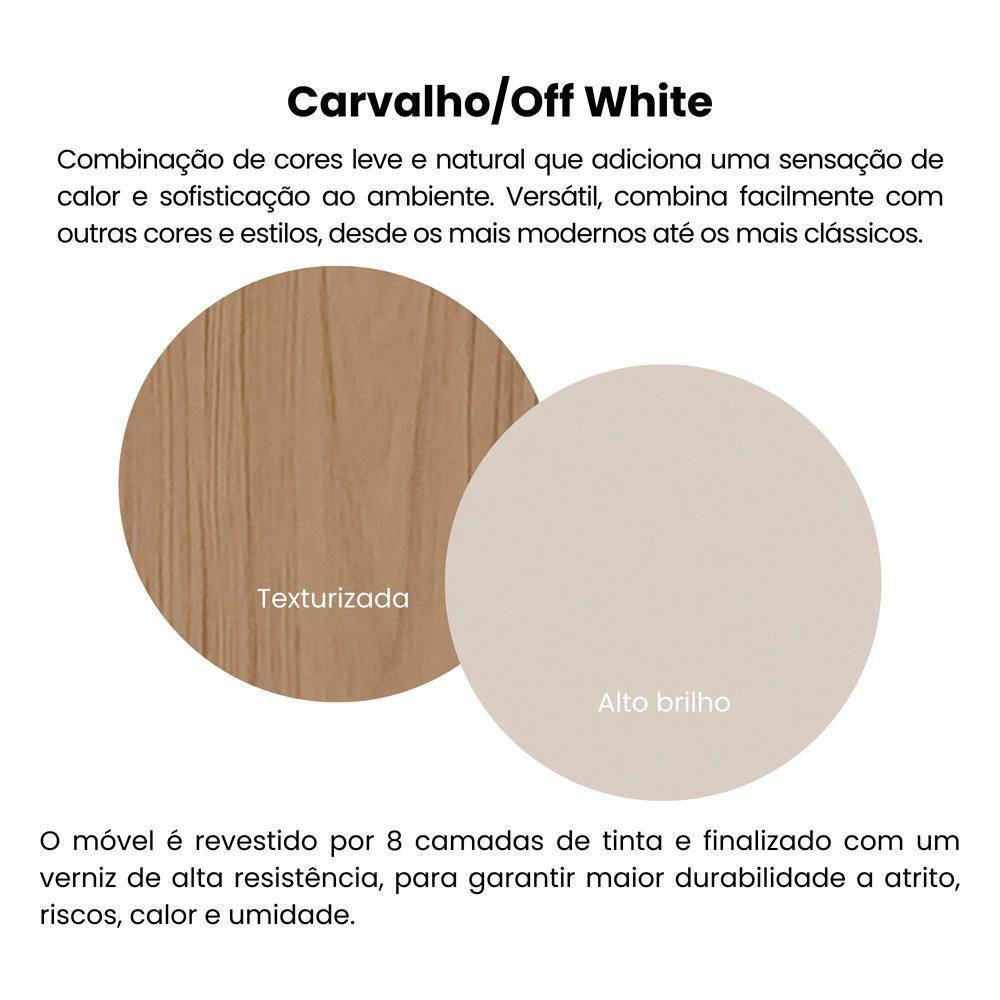 Rack Bancada Tv 75 Pol 180 Cm 4700 Carvalho Off White Menta Arly Carvalho Off White Menta - 8