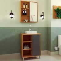 Gabinete 60 Cm Espelheira E Cuba Branca Cj7250 Mell Grafite Faem Mell Grafite