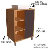 Gabinete 60 Cm Espelheira E Cuba Branca Cj7250 Mell Grafite Faem Mell Grafite - 8