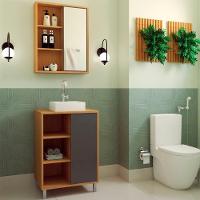 Gabinete 60 Cm Espelheira E Cuba Branca Cj7250 Mell Grafite Faem Mell Grafite - 9