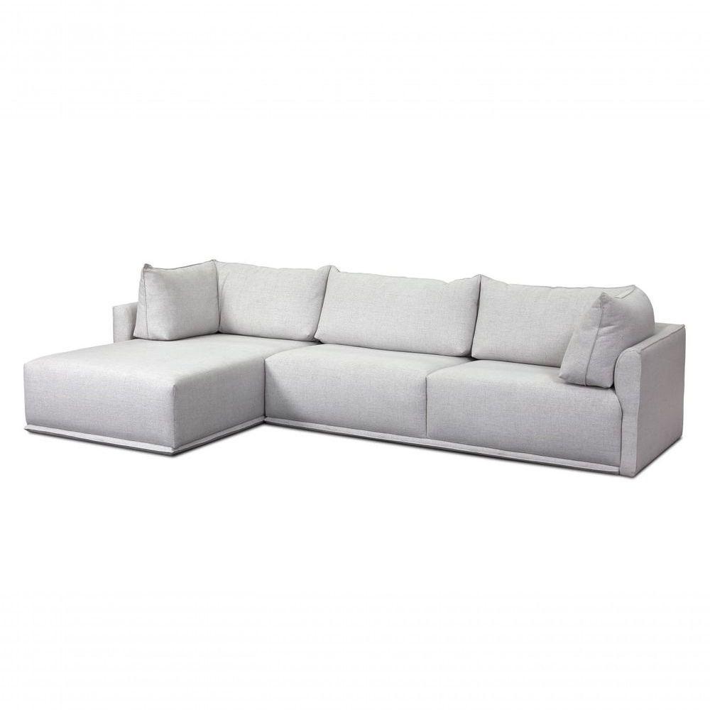 Sofa 03 Lugares 3,14mt Com Chaise Long Estofado Cinza Loah Cinza - 1