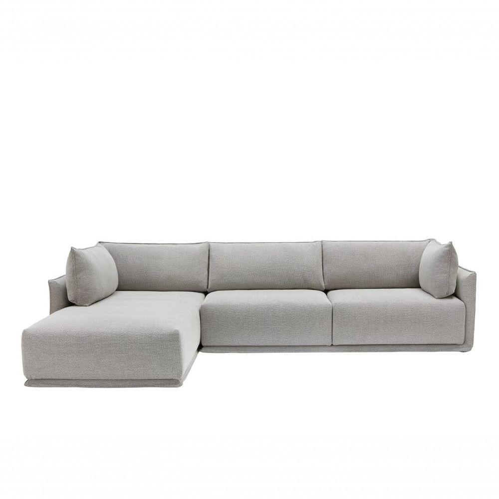 Sofa 03 Lugares 3,14mt Com Chaise Long Estofado Cinza Loah Cinza - 2