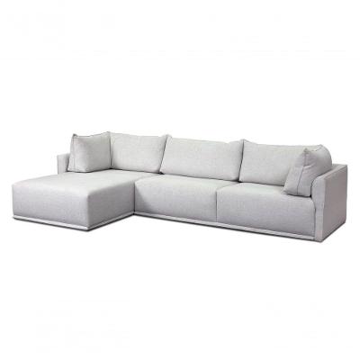 Sofa 03 Lugares 3,14mt Com Chaise Long Estofado Cinza Loah Cinza