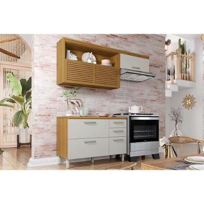 Cozinha Completa Princesa 4 Portas 3 Gavetas MDF Freijo Off White