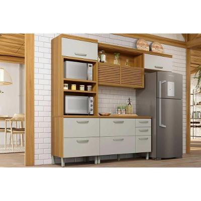 Cozinha Modulada Completa Princesa 3 Peças 1 Aéreo + Balcão + 1 Paneleiro C6p62 Freijó Off White