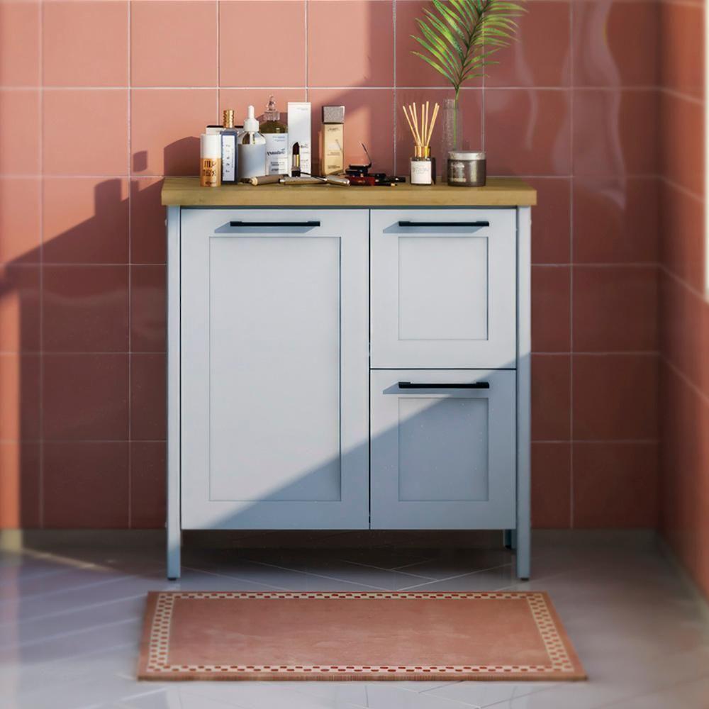 Gabinete Banheiro Com Tampo 1 Pt 2 Gv 79 Cm Bn01 Cinza Dtall Cinza - 2