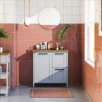 Gabinete Banheiro Com Tampo 1 Pt 2 Gv 79 Cm Bn01 Cinza Dtall Cinza - 7