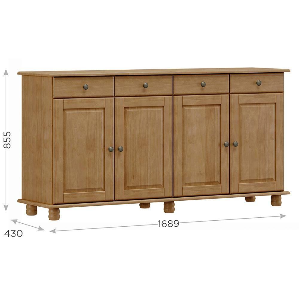 Balcao Madeira Maciça 4 Portas 4 Gavetas 169 Cm 8929 Freijo Milani Store Freijo - 3