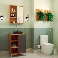 Gabinete 60 Cm Espelheira E Cuba Preta Cj7250 Mell Grafite Faem Mell Grafite - 9