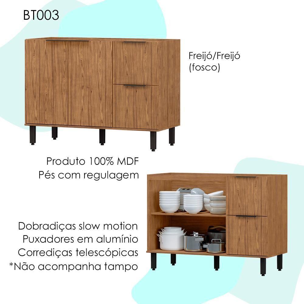 Balcao Para Pia Sem Tampo Mdf 120 Cm Tosc Bt003 Freijo Freijo Mxm Freijo Freijo - 4