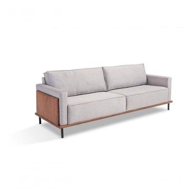 Sofa 02 E 03 Lugares Fixo 2,10 Mt Living Estofado Tecido Bege Koun