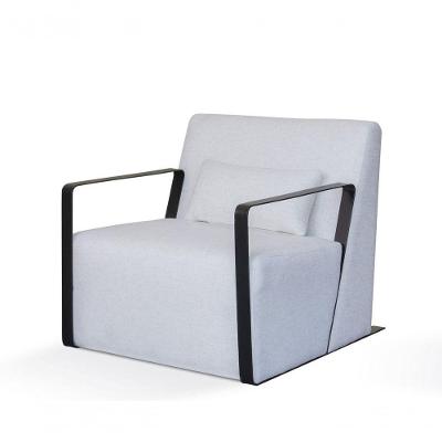 Poltrona Estofada Tecido Cinza Base Metal 0,81x0,84mt Hana