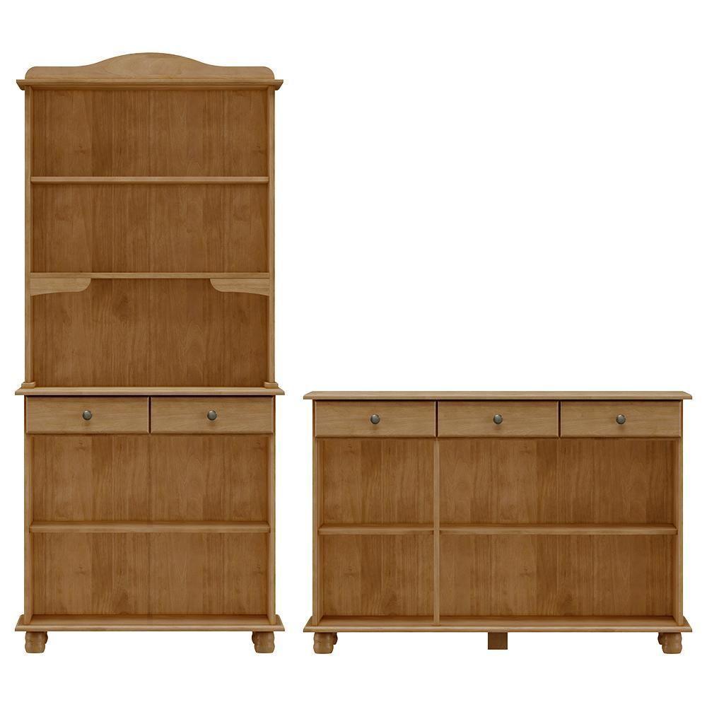 Cristaleira 4 Portas E Balcao 3 Portas Madeira Maciça Freijo Milani Store Freijo - 7