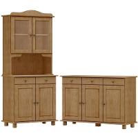 Cristaleira 4 Portas E Balcao 3 Portas Madeira Maciça Freijo Milani Store Freijo - 1